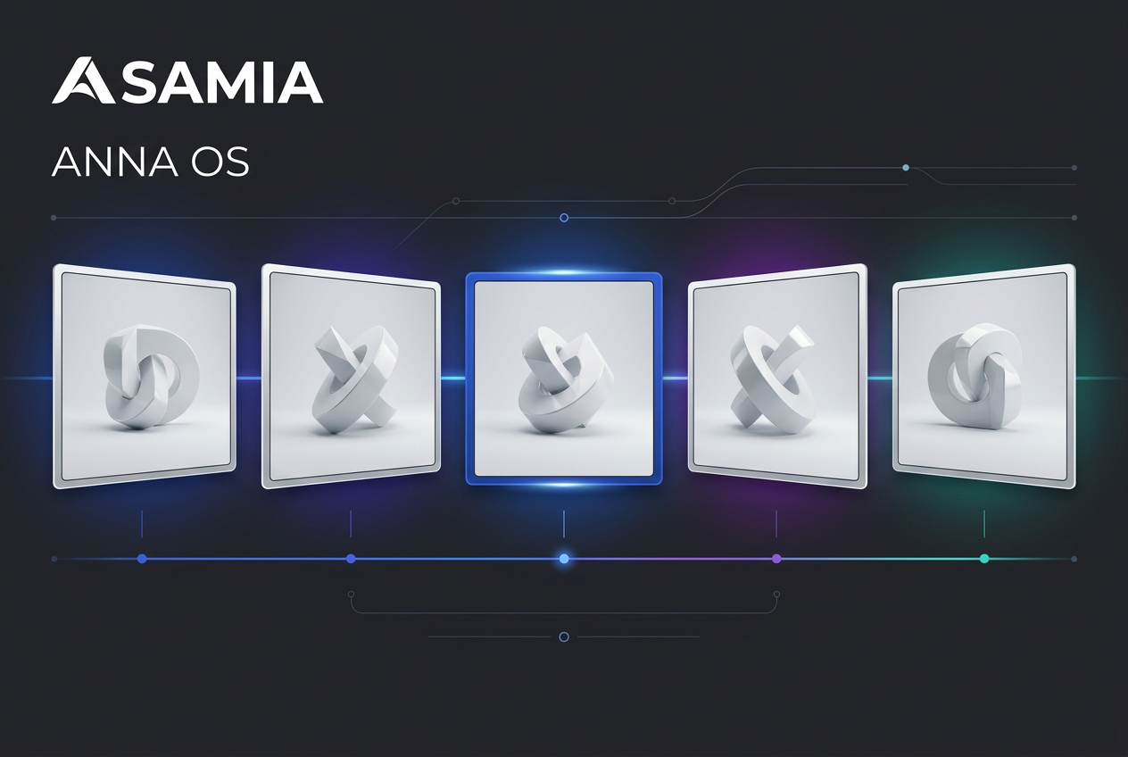 ASAMIA ANNA OS concept: a sequence of frames on a visual timeline